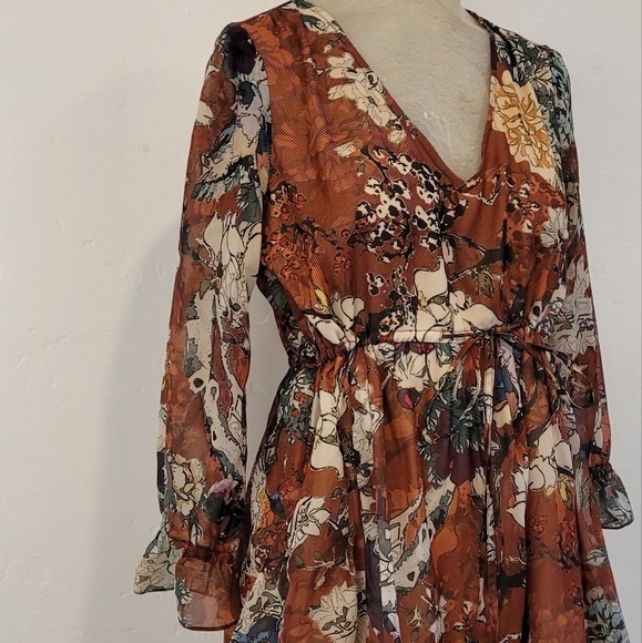 Anthropologie *HEMANT & NANDITA* ZERI PEASANT MIDI DRESS - Picture 7 of 11